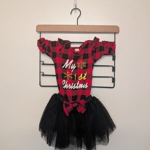 Festive Plaid Baby Dress with Tulle Skirt
